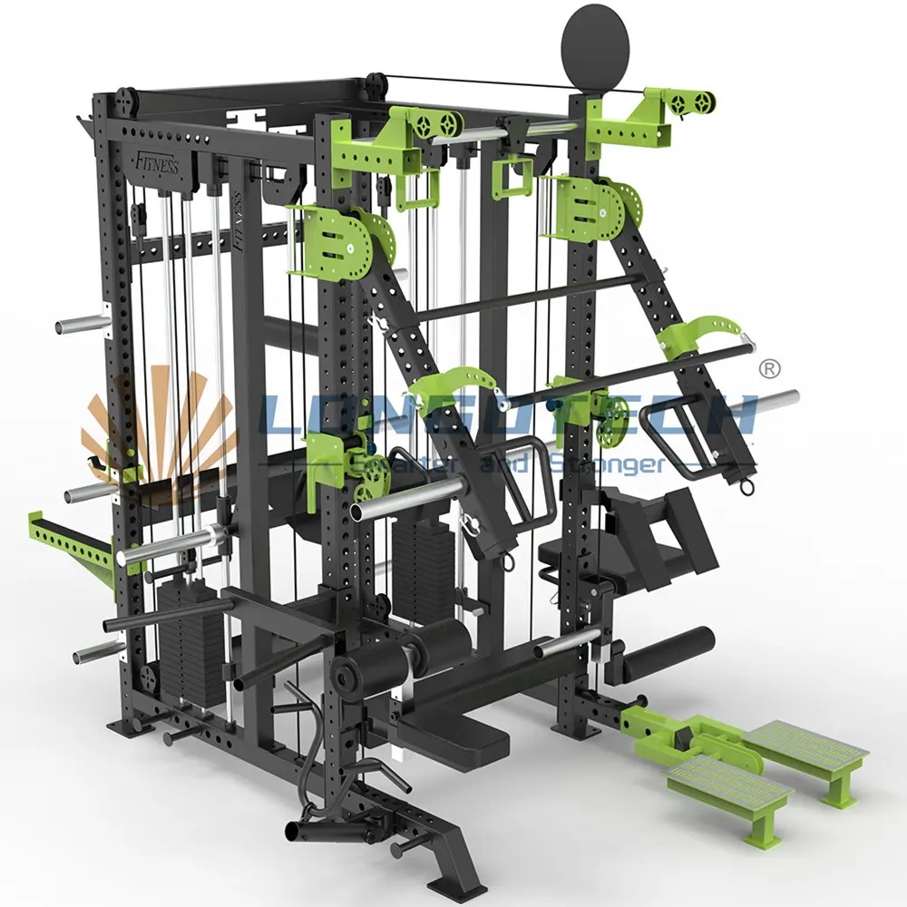 Spor salonu hepsi bir eğitmen çok fonksiyonlu Smith makinesi kablo Crossover Smith güç rack'i Squat makinesi Fitness ekipmanları