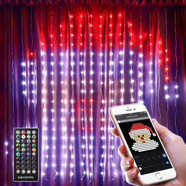 Weihnachts vorhang Licht RGB Pixel Control App gesteuert DIY Weihnachts lampe Smart Home Decken vorhang Lichterketten