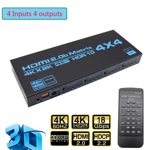 Interruptor de matriz compatible con HDMI, 4K, HDR, 4x4, HDCP 2,2, separador, 4 en 4, caja de salida con Extractor EDID y Control remoto IR - Product Image 2
