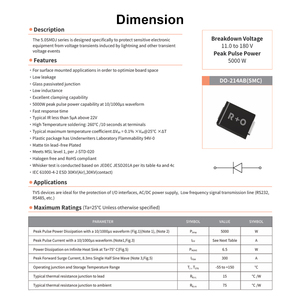 Bề mặt gắn kết điện áp thoáng qua Suppressor SMD 5. 0smdj70ca SMC liown <span class=keywords><strong>IC</strong></span> chip điều chỉnh điện áp Circuit Breaker TVS <span class=keywords><strong>Diode</strong></span> - Product Image 2