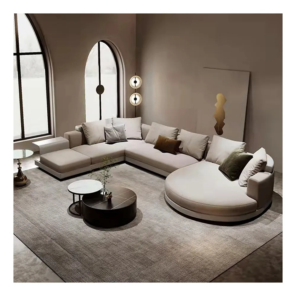 Nuovo design di grandi dimensioni Villa Comfort divano mobili soggiorno modulare lusso moderno velluto a forma di U divano divano componibile in pelle