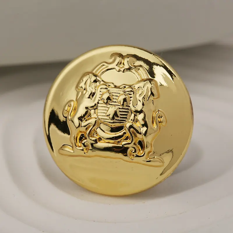 High quality hand-sewing Double lions Round Garment button for suit coats trench jackets Wholesale Good plating Alloy buttons