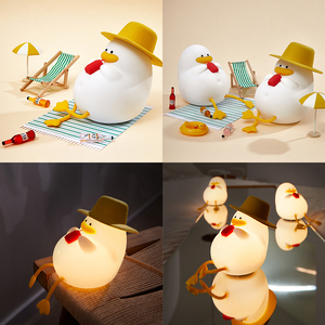 Sevimli bebek sıkılmış Light Up oyuncaklar BPA içermeyen şarj edilebilir masa gece ev için yatak odası için lamba ördek gece ışıkları