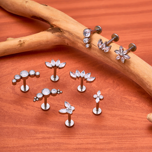 תכשיטי manwei ASTM-F136 זירקון פירסינג דה טיטניו טרגלוס סליל האונה קת העגיל גב שטוח עגילי חוט פנימי - Product Image 6