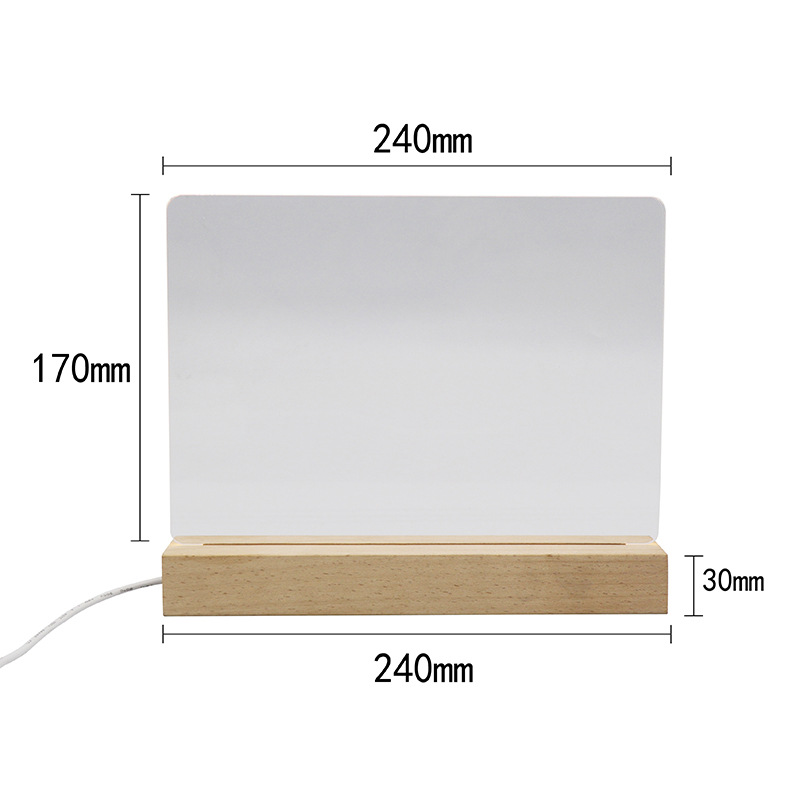 Bois - Rectangle 240x45x30mm, Acrylique : 240x170x5mm
