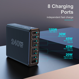 100W 65W GaN şarj tip-c 240W hızlı şarj 8 Port PD 200W masaüstü şarj cihazı MacBook dizüstü seyahat adaptörü CE RoHS abd ab - Product Image 5