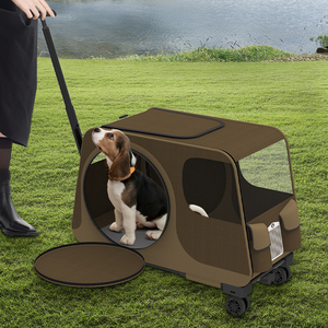Küçük orta köpek kediler için evcil hayvan arabası kolay kat köpek kedi arabası taşıyıcı seyahat katlanır taşıyıcı nefes ve görünür örgü - Product Image 4