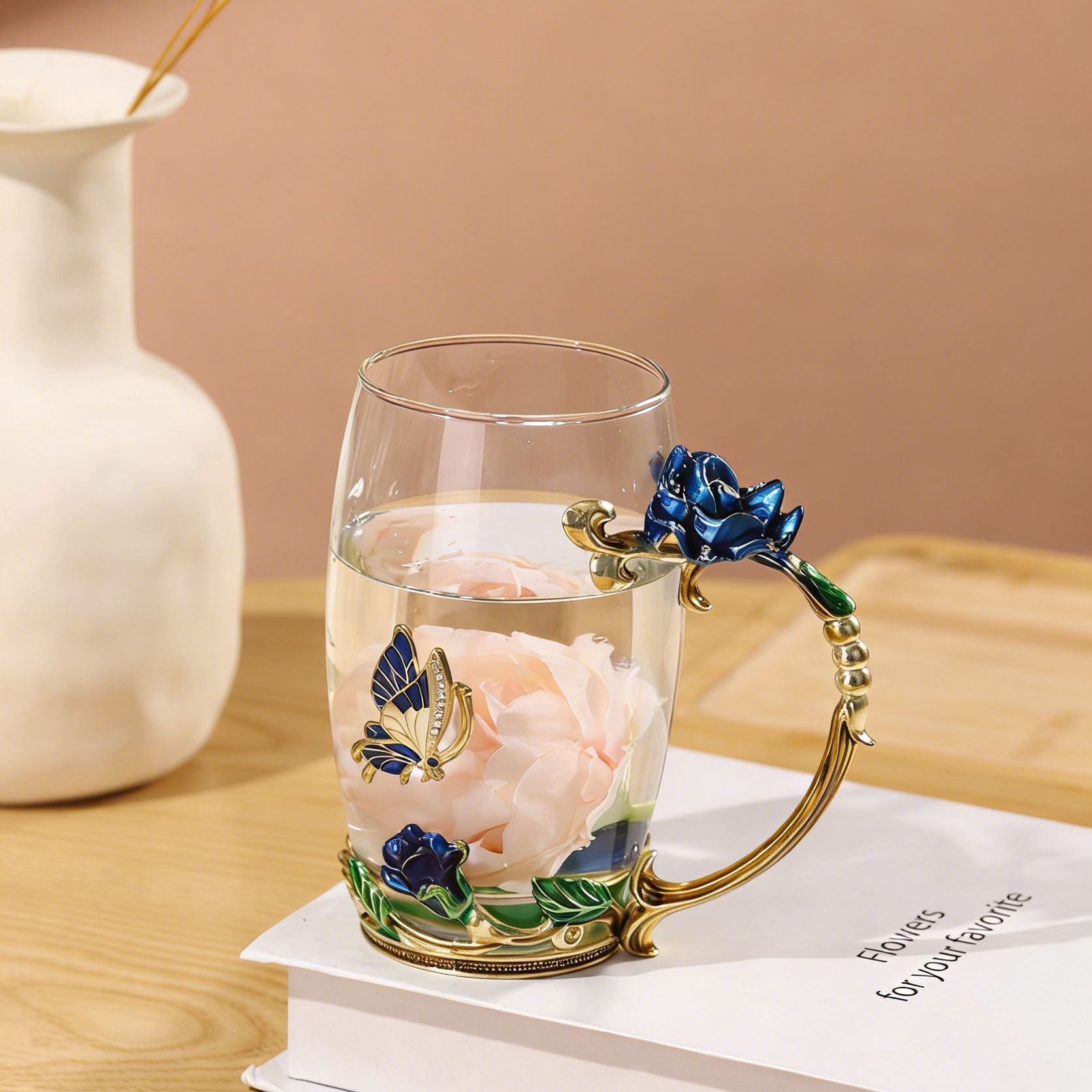 Taza alta Blue Rose (embalaje de espuma)