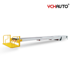Transportador telescópico de carga de descarga, transportador retráctil de carga con plataforma de pie de manera para descarga de carga de camiones