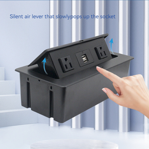Caja de información de escritorio multifunción, toma USB integrada, agujero de red de ordenador, enchufe de escritorio universal de tres agujeros emergente - Product Image 6