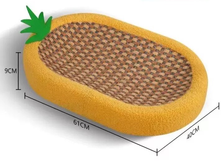 Lit pour chat en sisal recouvert de tissu ananas