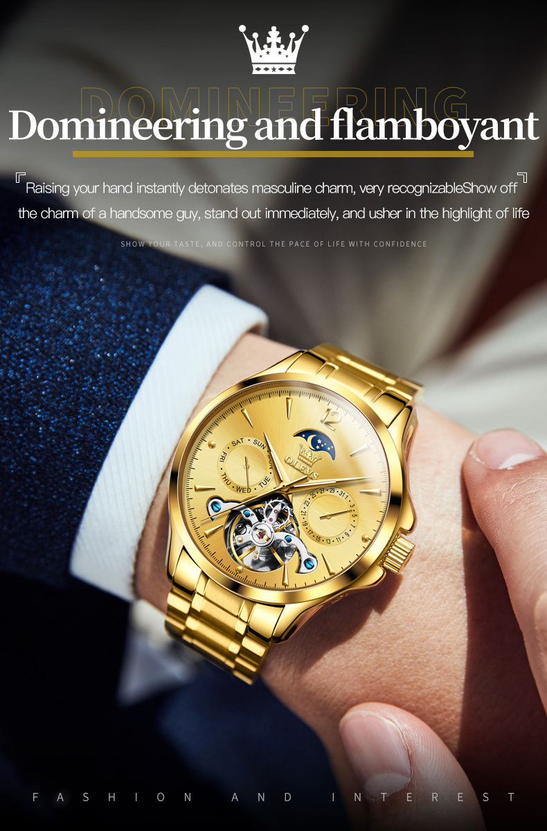 OLEVS 6663 Mechanical Men's Watch Waterproof Luminous Men's Trend Mechanical Watch description image 7