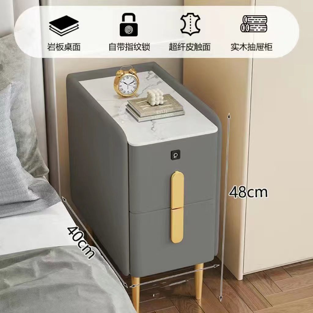 Dark gray slab countertop fingerprint lock