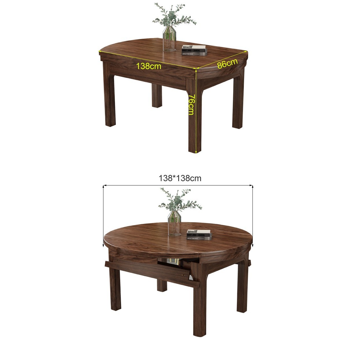 Walnut wood single table