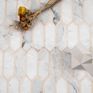 Centurymosaic đá cẩm thạch nhà bếp backsplash Gạch <span class=keywords><strong>Mosaic</strong></span> dài hình lục giác màu trắng màu be phòng tắm Gạch <span class=keywords><strong>Mosaic</strong></span> cho trang trí nội thất - Product Image 6