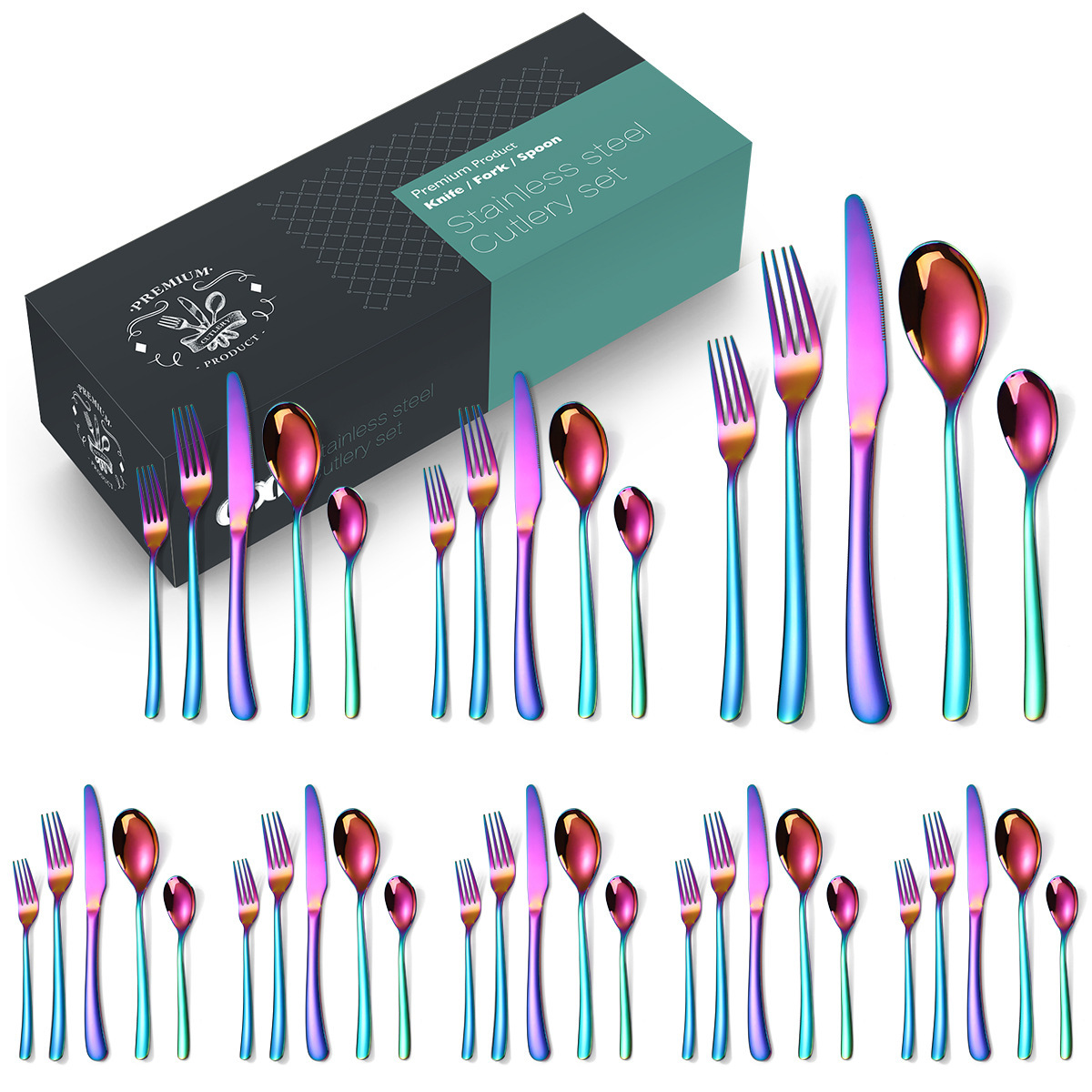 Ensemble coloré de 40 pièces pour 8 personnes