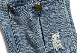 Erkek ve kız ilkbahar ve sonbahar günlük kot pantolon yüksek kalite gevşek düz tulum düğmesi ile çocuk cepler kot - Product Image 3