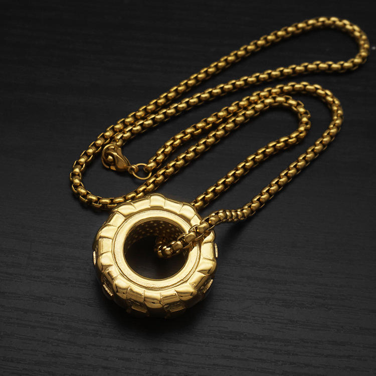 โซ่ไข่มุกสี่เหลี่ยมสีทองพร้อม4mm60cm