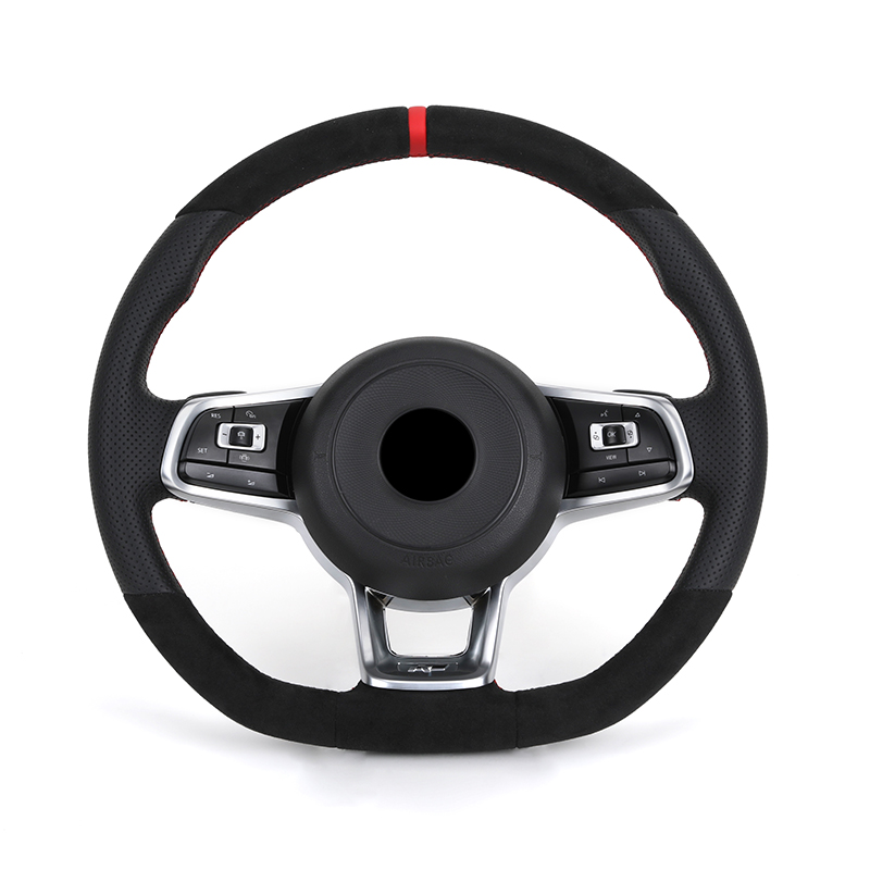 Moitié cuir perforé + Alcantara + bande rouge