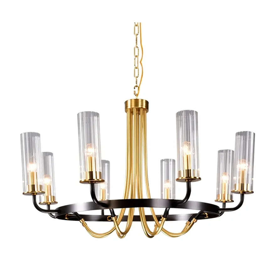 Nuevas luces, diseño clásico, decoración de habitación, candelabro colgante, techo moderno dorado, lámpara LED de cristal de latón 90 para el hogar antiguo de lujo