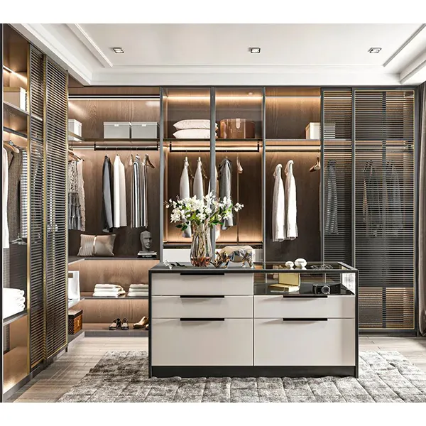 Nuevo hecho en China armario habitación gabinete esquina abierta walkin dormitorio muebles de gama alta moderno armario de madera