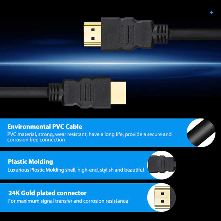 สาย HDMI ตัวผู้เป็น HDMI ตัวผู้4K 60Hz สาย HDMI พร้อมชุบทอง