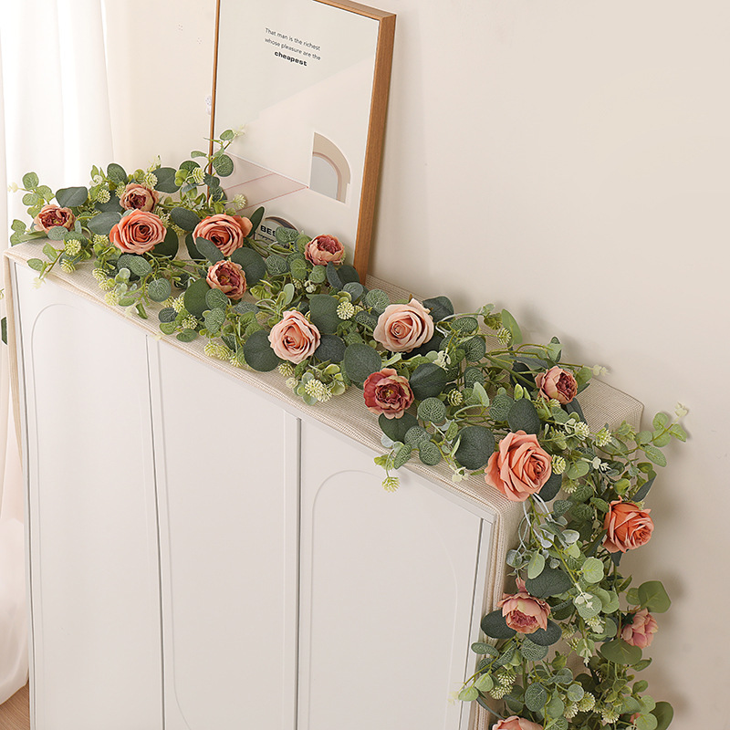 Soft rattan-17m-golden-leaf coffee rose peony