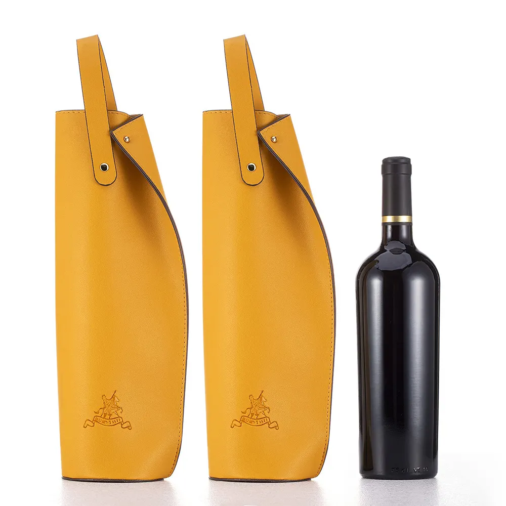 Bolsa transportadora de vinho de couro e garrafa, sacola com alça, transportador de vinho único, de couro e garrafa de vinho