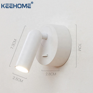 Keehome Mini alüminyum kapalı duvar lambası dönen okuma lambası ev dekorasyon için 3Watt Spot ışık tavan lambası duvar işık