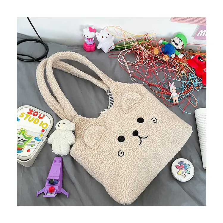 Túi Mùa Đông Cho Phụ Nữ Dễ Thương Furry Purse Bear In Túi Xách Lady Cow Shoulder Tote Phụ Nữ Lông Nách Túi