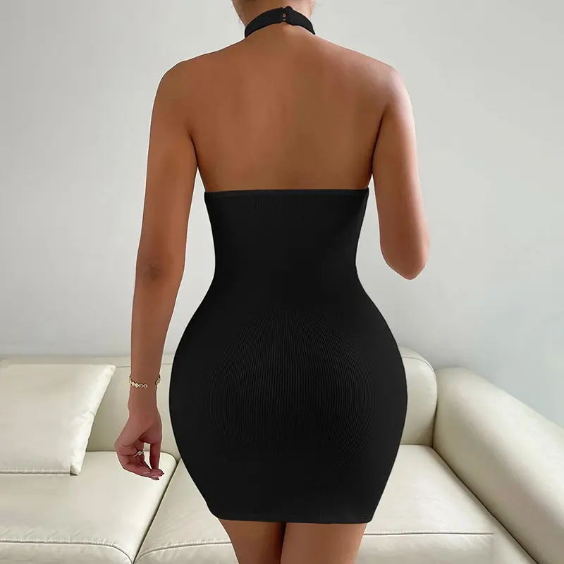 Kadın özel elbise seksi açık geri şekil sarılmış kalça kulübü elbise