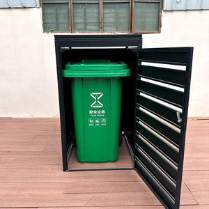 Yüksek kaliteli 240L çöp tenekesi kapak 3 dış depolama kova kapakları dış mekan kullanımı için Metal çelik WPC çöp kutusu ile satılık - Product Image 4
