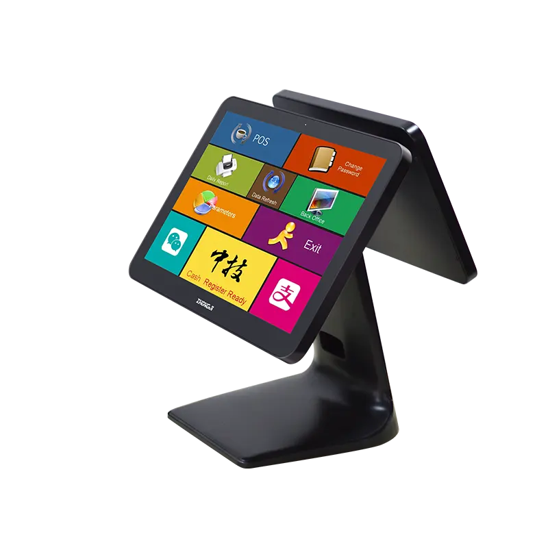 Zhongji A2 Dual Windows, Desktop 15.6 pollici Touch Display Retail Catering lettore di carte di credito Pos Terminal Machine con cash draw