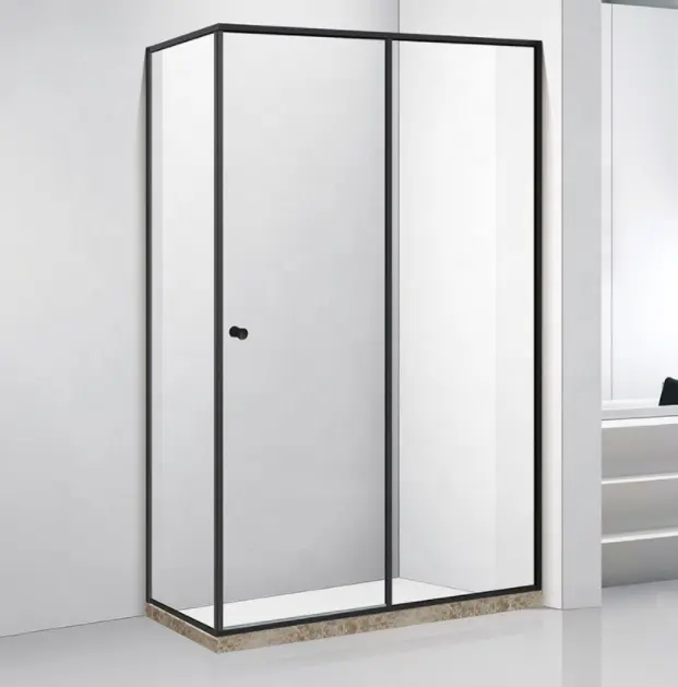 Enfeite de chuveiro quadrado de vidro temperado, armação de alumínio para banheiro, porta de chuveiro, quadrado, moderno, venda quente