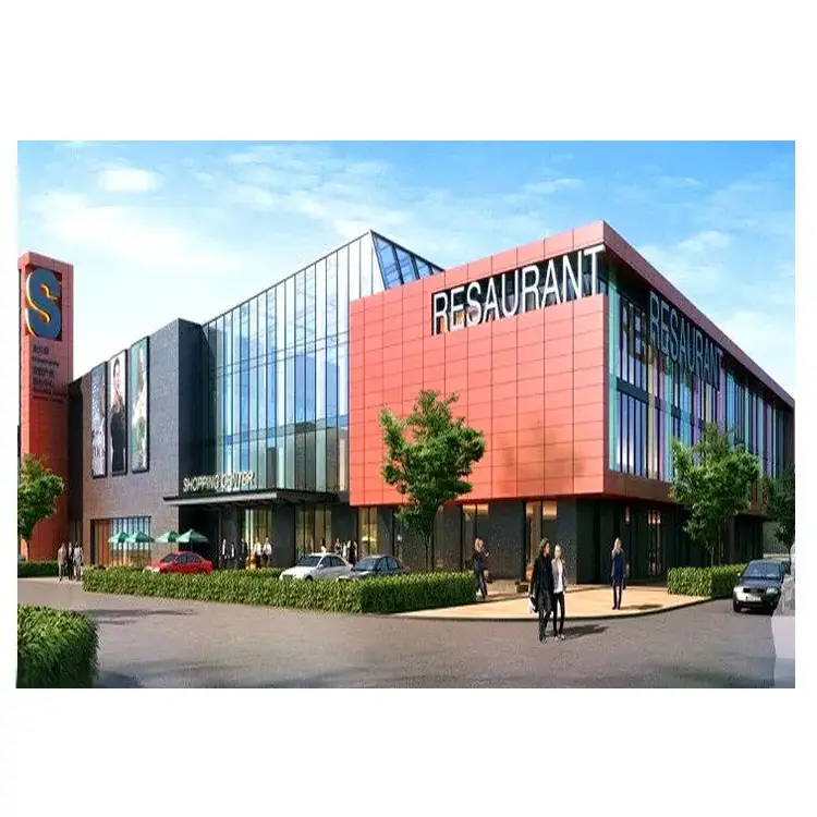Edificio prefabricado de metal personalizado, estructura de acero de gran tamaño, supermercado y centro comercial