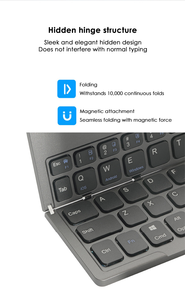 Teclado de dientes azules de 60 teclas Mini silencioso plegable portátil ligero recargable Estructura de pie de tijera Mini teclado inalámbrico - Product Image 6