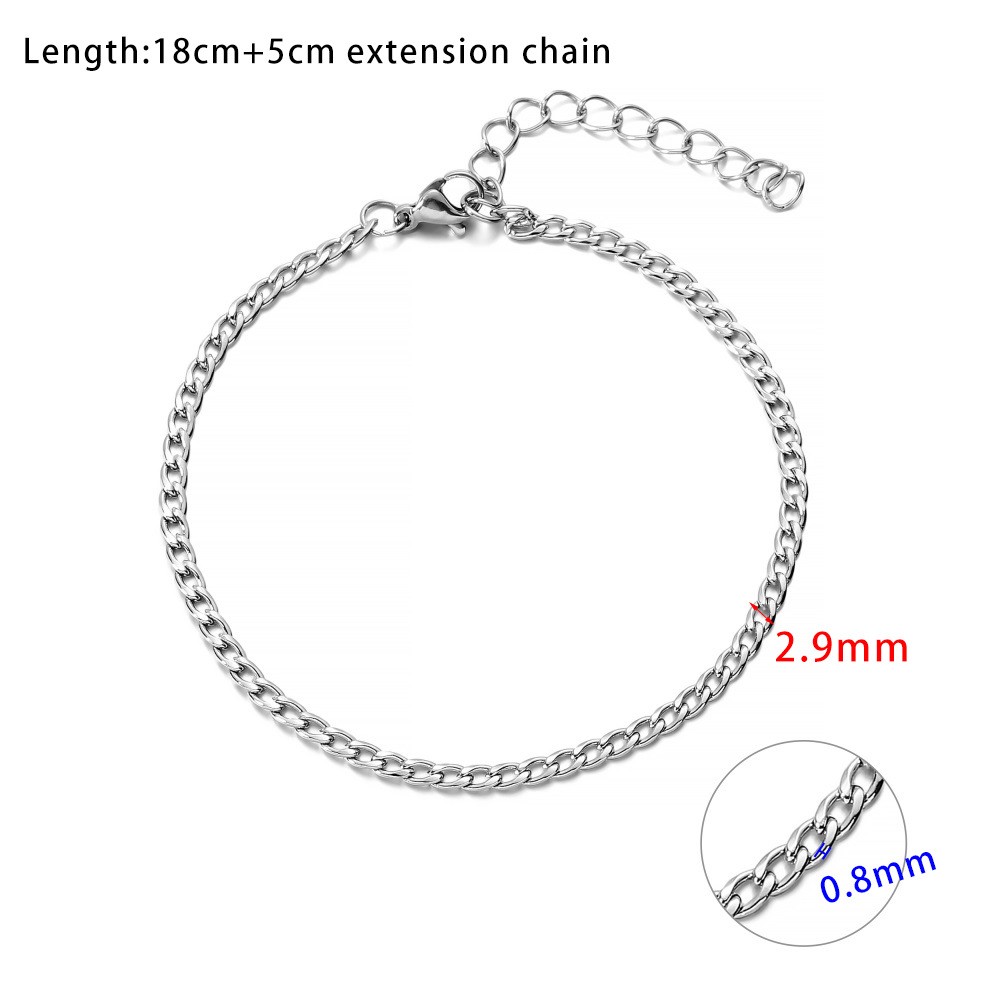 สร้อยข้อมือสแตนเลสขัดเงา 185 ซม. เส้นผ่านศูนย์กลางลวด 0.8 มม