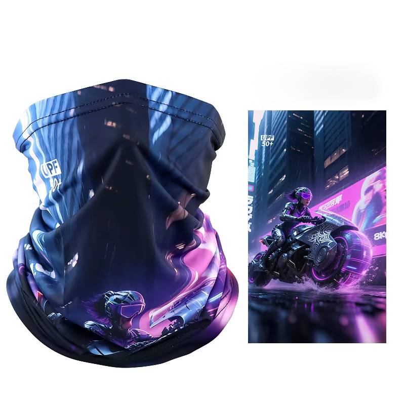 Cyber femme motarde-Noir et violet