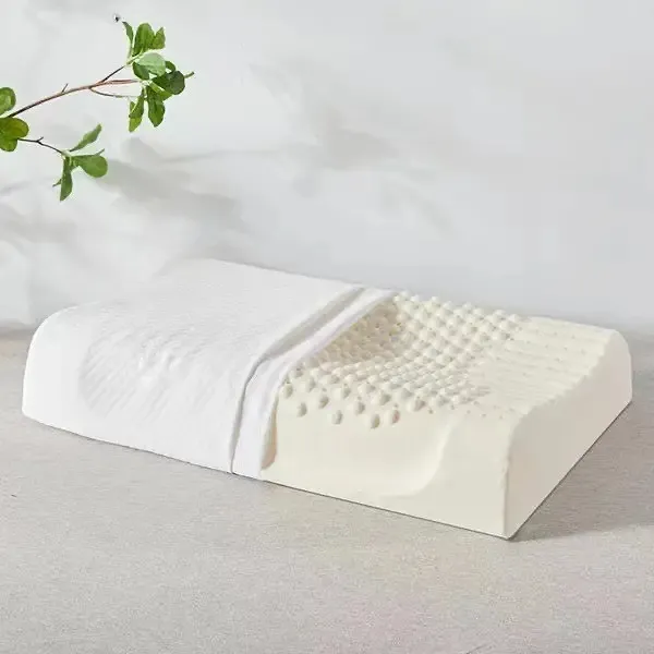 Sortie d'usine sommeil repos au lit équipement confort pur céleste Medcline oreiller oreiller en Latex naturel avec housse en tricot