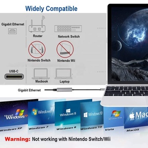 USB-CからイーサネットアダプターUSBCThunderbolt 3からギガビットネットワークRJ451000MbpsLAN有線ネットワークカード (WindowsおよびMacOS用) - Product Image 5