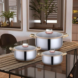Sang trọng 6-Piece chuyên nghiệp Đức thép không gỉ cảm ứng <span class=keywords><strong>Cookware</strong></span> Set cao cấp không dính bếp chảo - Product Image 3