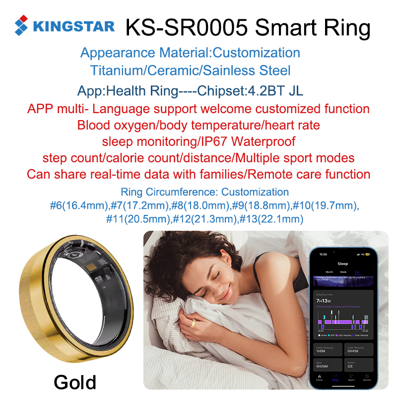 ทอง- Kingstar- SR0005-AI สุขภาพ-การนอนหลับ-ฟิตเนส-แหวนอัจฉริยะ