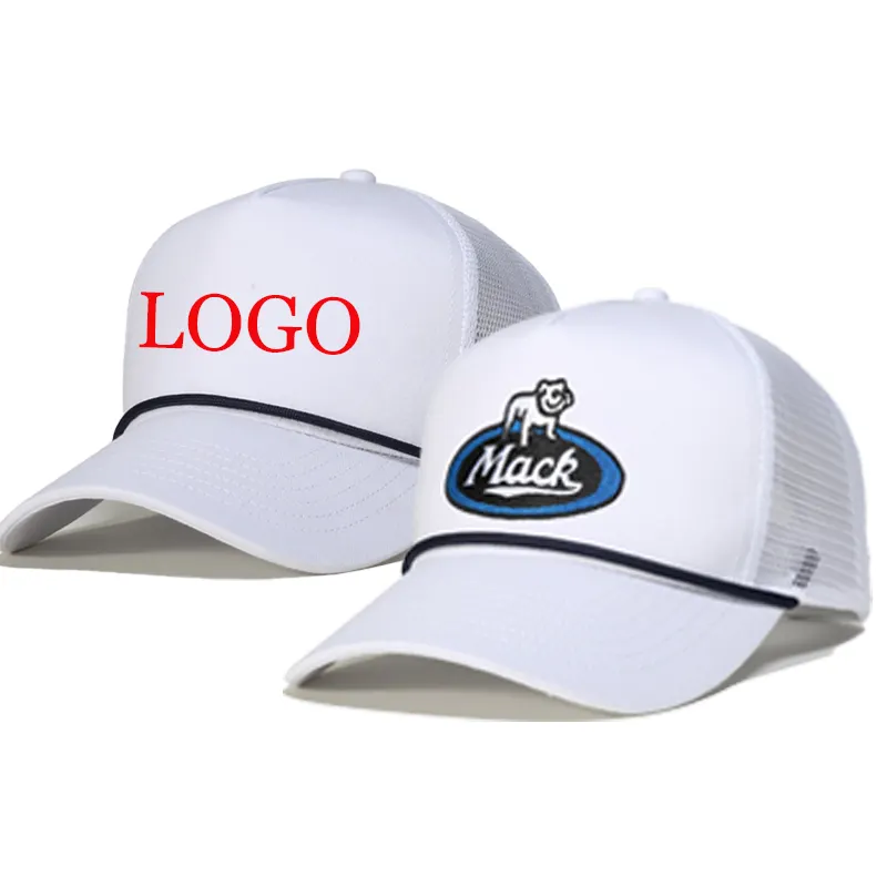 Cappelli di corda a 5 pannelli con ricamo personalizzato Applique Baseball berretto da Golf Gorras cappello da camionista personalizzato con corda