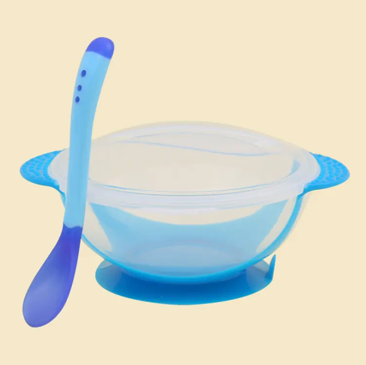 wholesale Hot Sale Baby food Non Spill serving bowls with Spoon set Baby Sucker Bowls