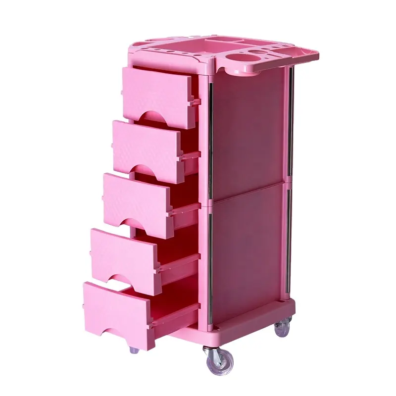 China factory wholesale salon cabinet salon tray pink trolley cart for beauty equipment