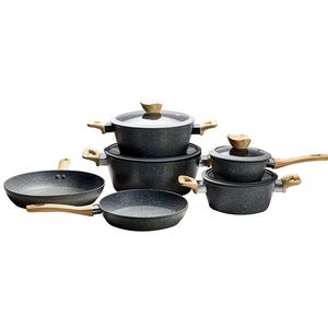 焦げ付き防止花崗岩アルミニウム調理器具セット、10個の鍋とフライパンセット、焦げ付き防止石キッチン調理器具セット調理器具セット - Product Image 3