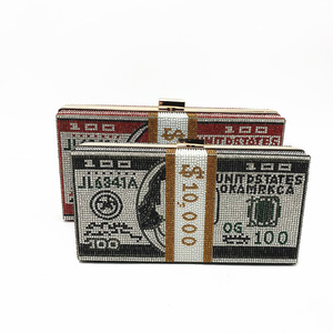 Fabrik liefern volle Diamant kleine quadratische Tasche US-Dollar Abend tragen Handtasche Diamant-verkrustete Damen Warteschlange Hochzeits tasche - Product Image 4