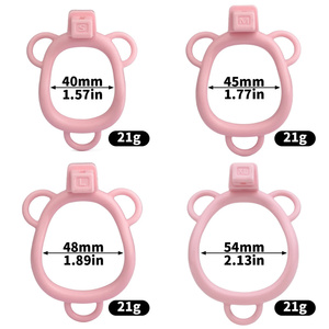 Strapon 시뮬레이션 질 수탉 잠금 케이지 4 링 플라스틱 남성 순결 케이지 장치 섹스 토이 남성용 금속 항문 플러그 - Product Image 3