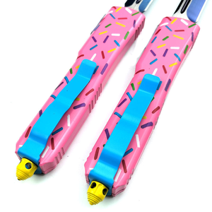 Ut85 cao cấp chiến thuật Dao Bỏ Túi cho cắm trại ngoài trời săn bắn sinh tồn CNC nhôm màu hồng Donut xử lý D2 lưỡi dao chiến đấu - Product Image 5