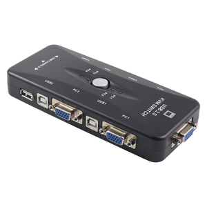 USBKVMスイッチボックス4ポートVGAビデオ共有アダプター4 in 1 Out手動スイッチャー (USBケーブル付き) Vga Usb 4 In 1 Outボタンスイッチ - Product Image 1